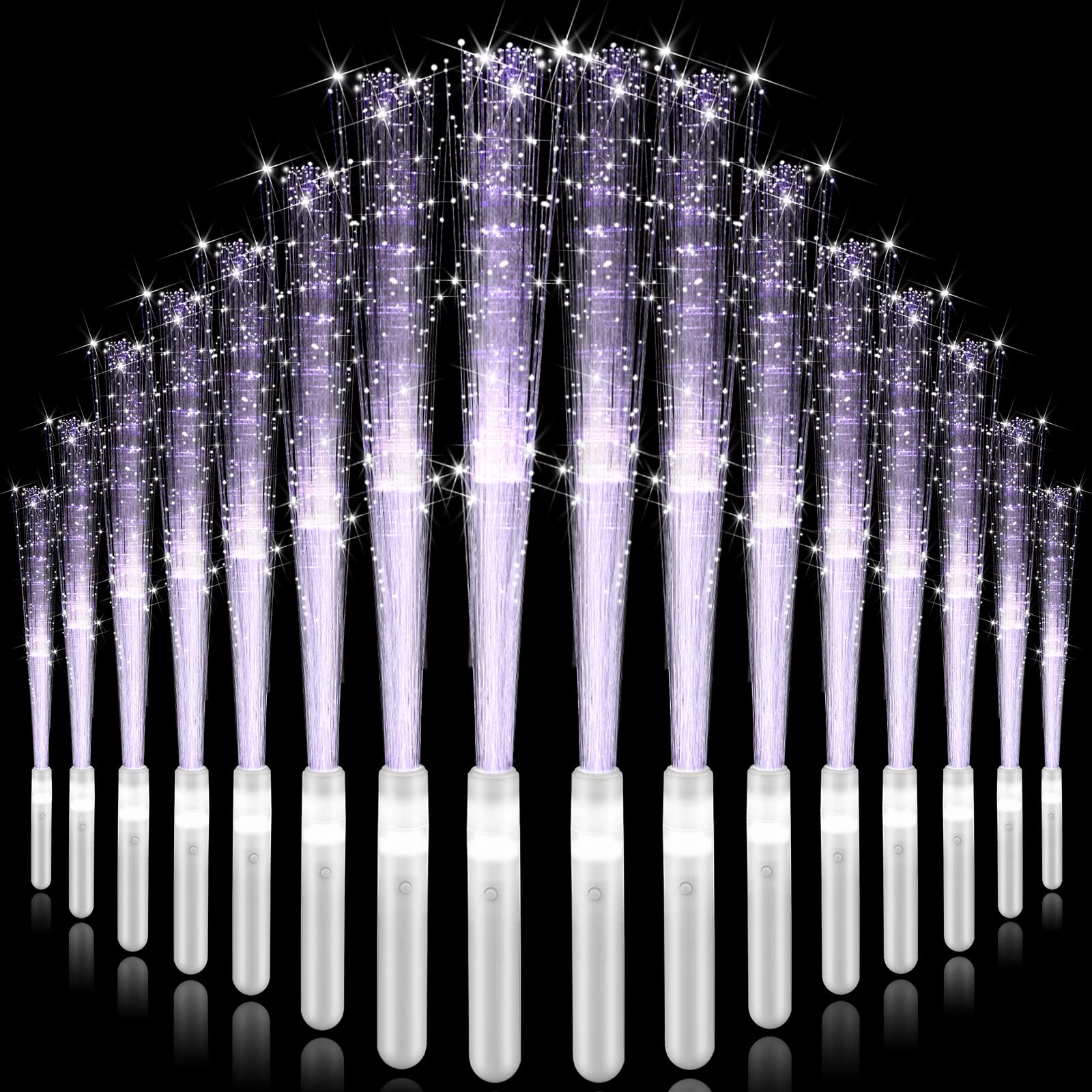 Photo 1 of  8 Fiber Optic Wand Bulk 13.8 Inch White Glow Stick Wedding Fiber Optic Stick with 3 Light Modes LED Light up Wand Flashing for Bridal Shower Glow in the Dark Party Favors