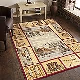 Conrad Trading Cabin Life Area Rug, Nature/Fishing Multi-Color, 7 ft. 10 in. x 10 ft. 3 in., LBC93003