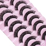 CNMTCCO False Eyelashes 10 Pairs Russian Strip Lashes D Curl Wispy Dense Faux view 1
