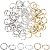 PH PandaHall 24K Gold Closed Jump Ring, 60pcs 8mm Linking Ring Soldered Brass Twisted Jump Ring 18 Guage O Rings Connectors Earring Necklace Bracelet Dangles Jewelry Making, Gold/Silver/Platinum