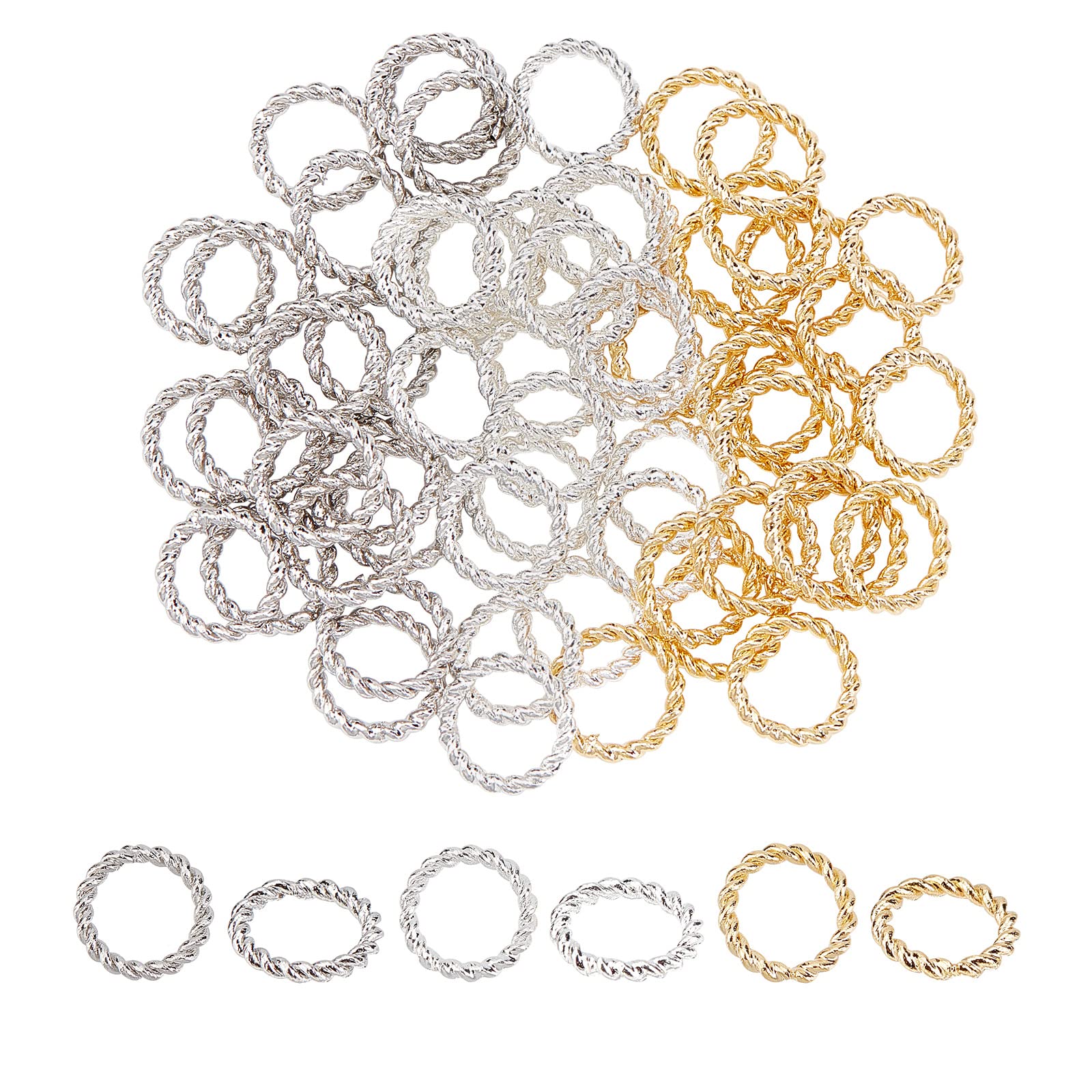 PH PandaHall 24K Gold Plated Closed Soldered Jump Ring, 60pcs 3 Colors Brass Twisted Jump Ring 18 Guage 8mm O Rings Connectors Earring Necklace Bracelet Dangles Jewelry Making, Gold/Silver/Platinum