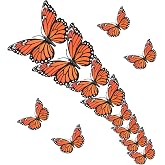 Monarch Butterfly Decorations, dia de los muertos Decorations, 3 Sizes 3D Day of the Dead Artificial Monarch Butterflies Decor Halloween Butterfly Wall Decal for Craft Home Wedding Thanksgiving, 12Pcs