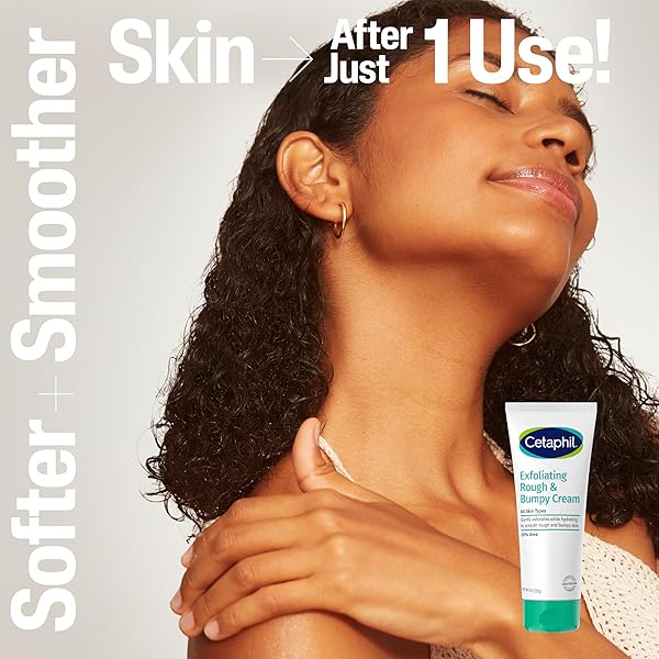 CETAPHIL EXFOLIATING ROUGH & BUMPY CREAM, LIGHTWEIGHT CREAM FOR ALL SKIN TYPES, 8 OZ TUBE, 20% UREA, GENTLY EXFOLIATES, REFINES SKIN TEXTURE, DERMATOLOGIST RECOMMENDED BRAND