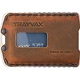 Trayvax Ascent Wallet, RFID Front Pocket Money and Credit Card Holder, Minimalist Slim Leather Metal Wallet for Men and Women, Raw Tobacco Brown