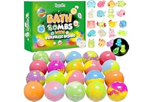 EXCALLA Bath Bombs for Kids with Toys Inside, 20 Pack Kids Bath Bombs with Glow in The Dark Surprise Toys Inside, Natural Organic Bubble Bath Fizzy Bath Bombs for Girls Boys, Birthday Christmas Gifts for Kids