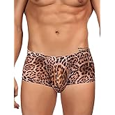 comeondear Mens Leopard Underwear Sexy Men Boxer Shorts Low Rise Breathable Underwear Plus Size Animal Boxer Brief