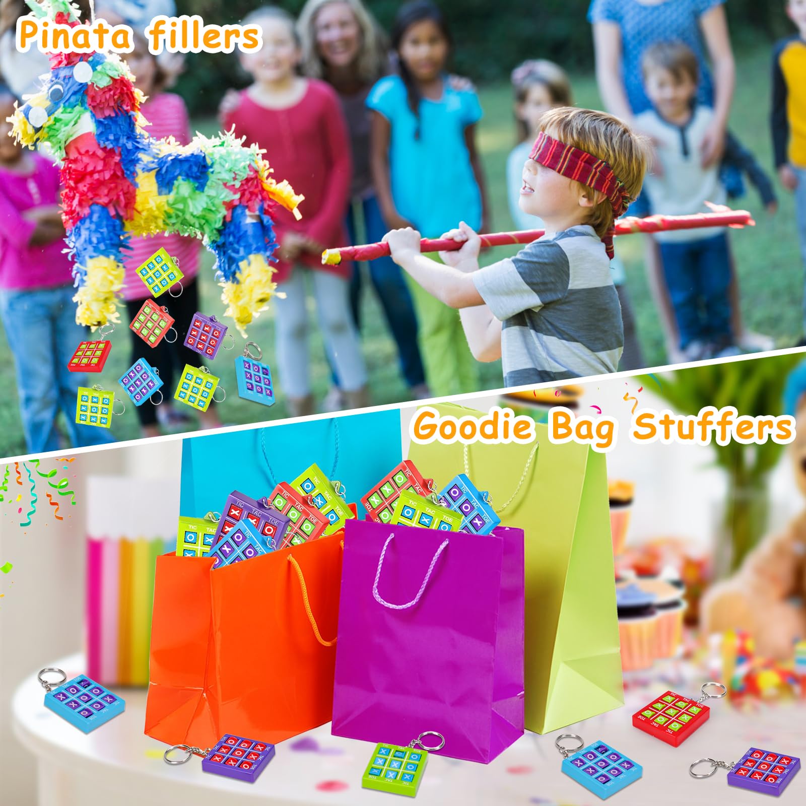 Party Favors for Kids 8-12 4-8 ,16 Pack Tic Tac Toe Game Keychain Fidget Bulk Back to School Student Gifts Classroom Treasure Box Toys Prizes Goodie Bag Stuffers Pinata Fillers Birthday Return Gifts