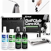 Pro Golf Club Care Kit – Cleaner, Polish, Brush, Groove Sharpener, Grip Cleaner, Magnetic Towel & Leather Bag – Restores Clubs, Removes Rust & Scratches, Renews Tackiness – Golf Gifts for Golfers