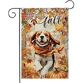 Garden Flags, Hello Fall Garden Flag, Golden Retriever Dog Maple Leaf Flag Double-Sided Flags for Farmhouse Yard Outdoor Decoration-12 x 18inch (Beagle)