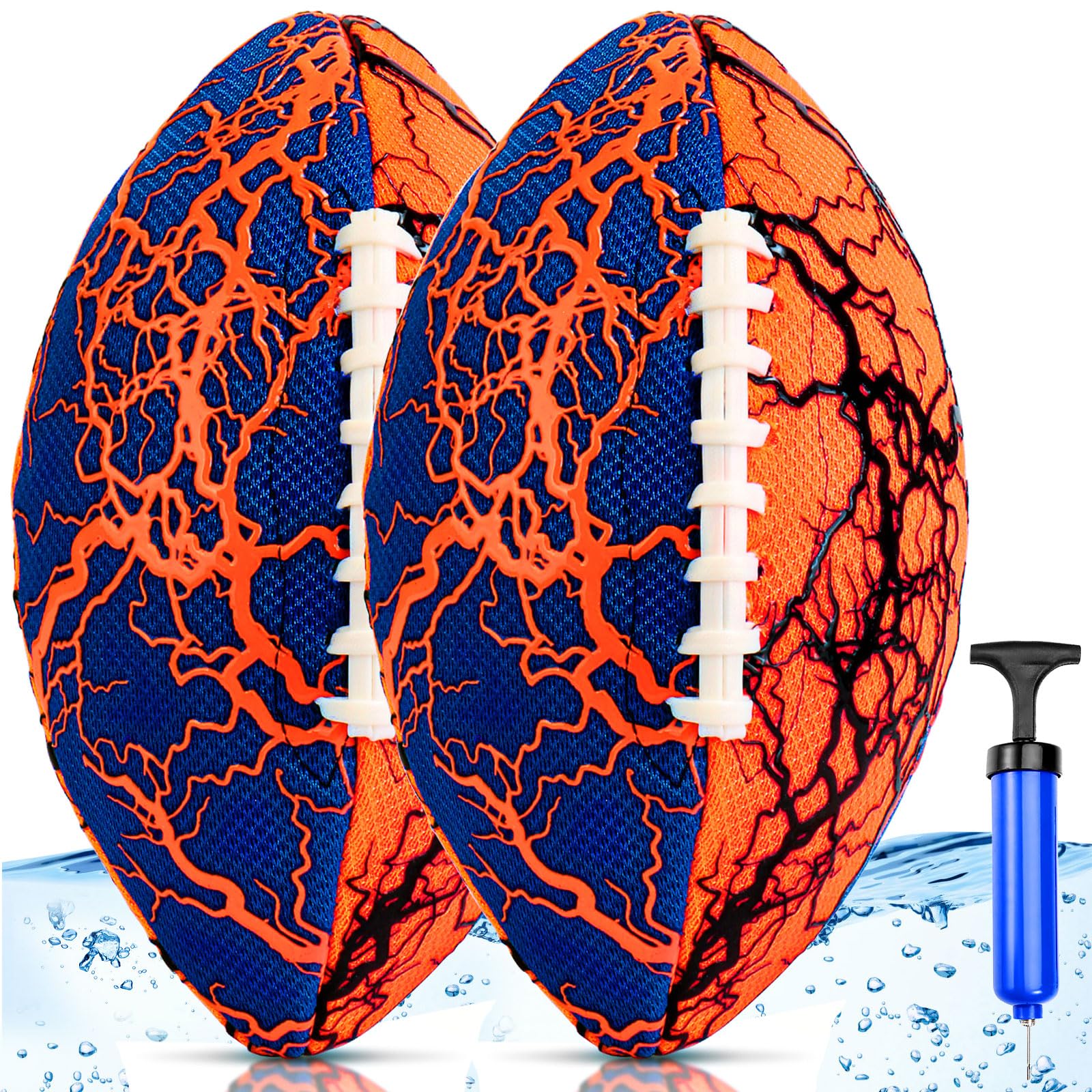 Jasonwell Pool Beach Water Football - 2Pack Strong Grip Waterproof Football for All-Weather Play Pool Toys Beach Games Outdoor Sports Toy Christmas Birthday Gifts for Kids Boys Teens Adults (ORN&ORN)