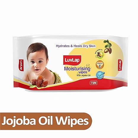 LuvLap Paraben Free Baby Wipes with Jojoba Oil (72 Wipes/Pack)