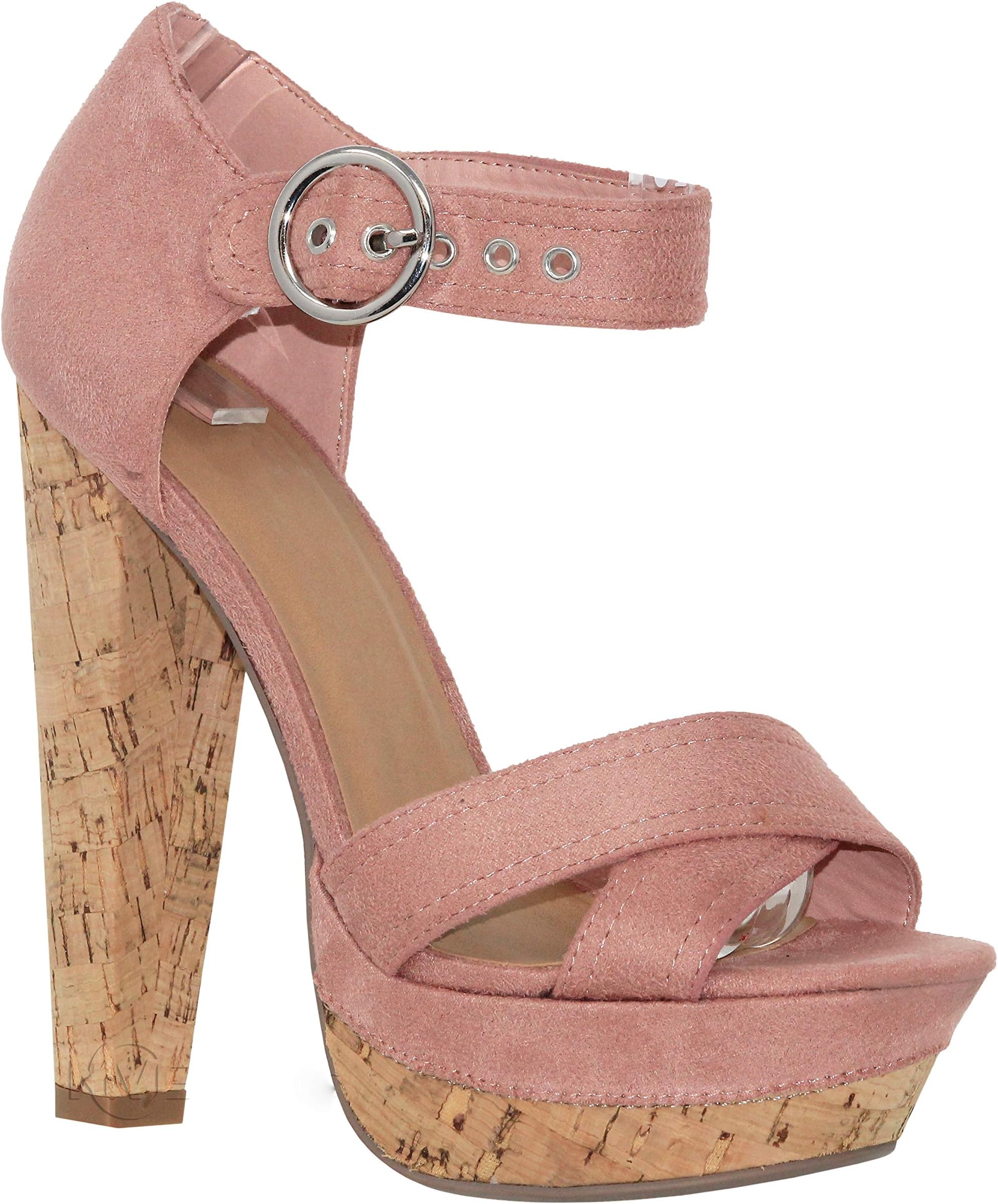 Women's Block Cork Heel Platform Thick Strap Comfortable Cushioned Heel