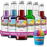 Hawaiian Shaved Ice Syrup Assortment, 6 Flavors, 16oz | Cherry, Grape, Blue Raspberry, Tiger's Blood, Lemon-Lime, Pina Colada, Popular