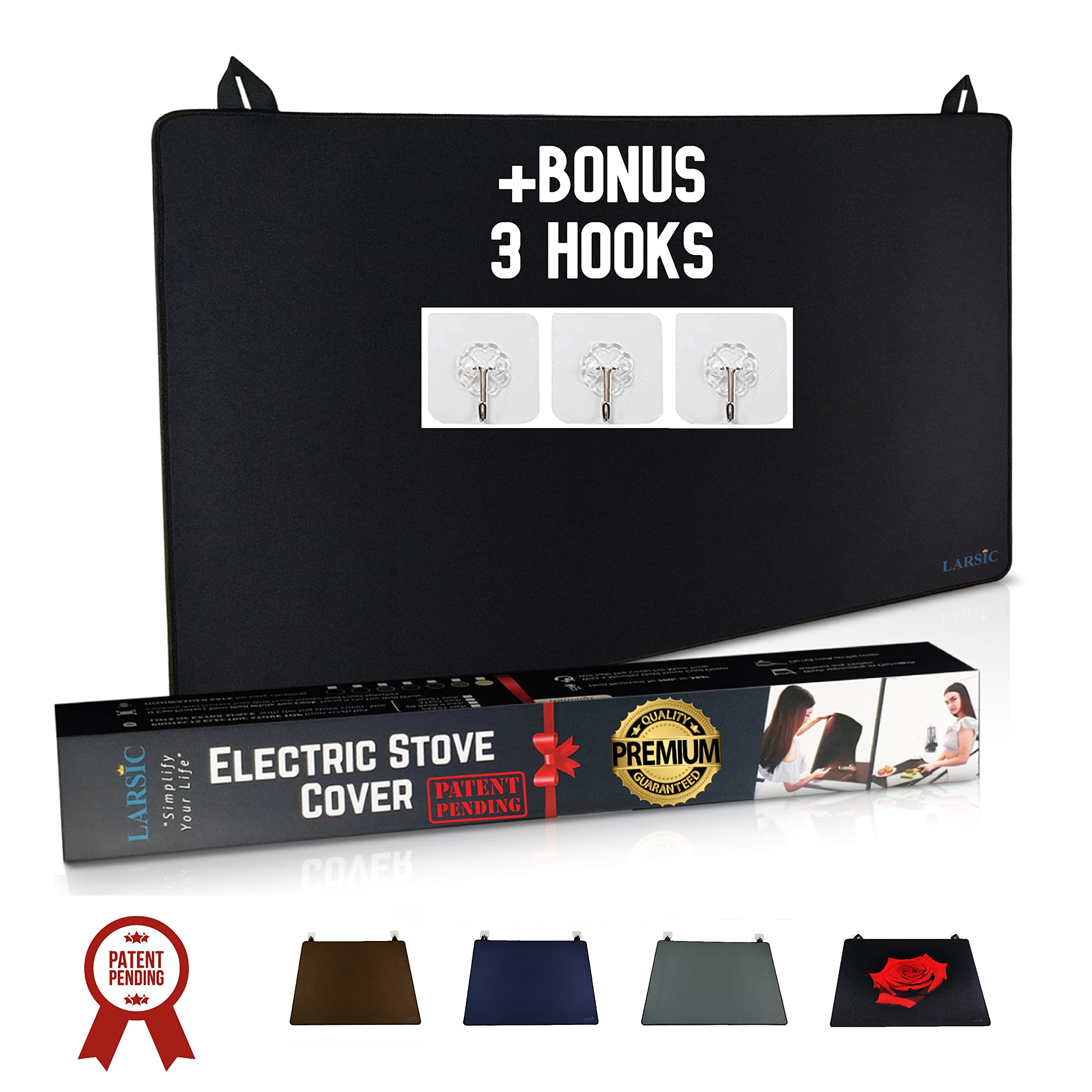 Larsic Hob Cover โ Electric Hob Covers Ceramic Hob Cover to Protect from Scratches Anti Slip, Waterproof, Heat Resistant, Foldable Cooker Hob Covers โ Black 78x61 cm Induction Hob Cover