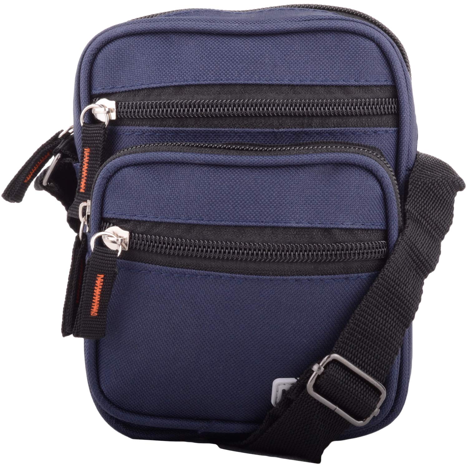 Unisex Small Handy Canvas Style Multi-Purpose Shoulder Cross Body Bag Adjustable Strap - Navy