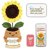 THEGIFTY Emotional Support Crochet Sunflower Doll – Handmade Appreciation Gift for Teachers, Coworkers, Friends – Never Forget The Difference, Valentines Day Inspirational Gifts for Women