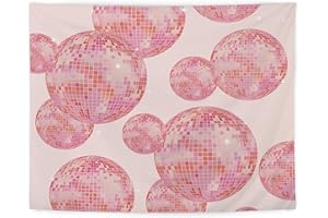 LUVADIAN Disco Ball Tapestry Pink Preppy Trendy Retro Aesthetic Tapestry Wall Hanging for Teen Girls Room Bedroom College Dorm, Disco Ball Decor, Pink Wall Decor, Pink Room Decor Aesthetic, 50x60 Inches