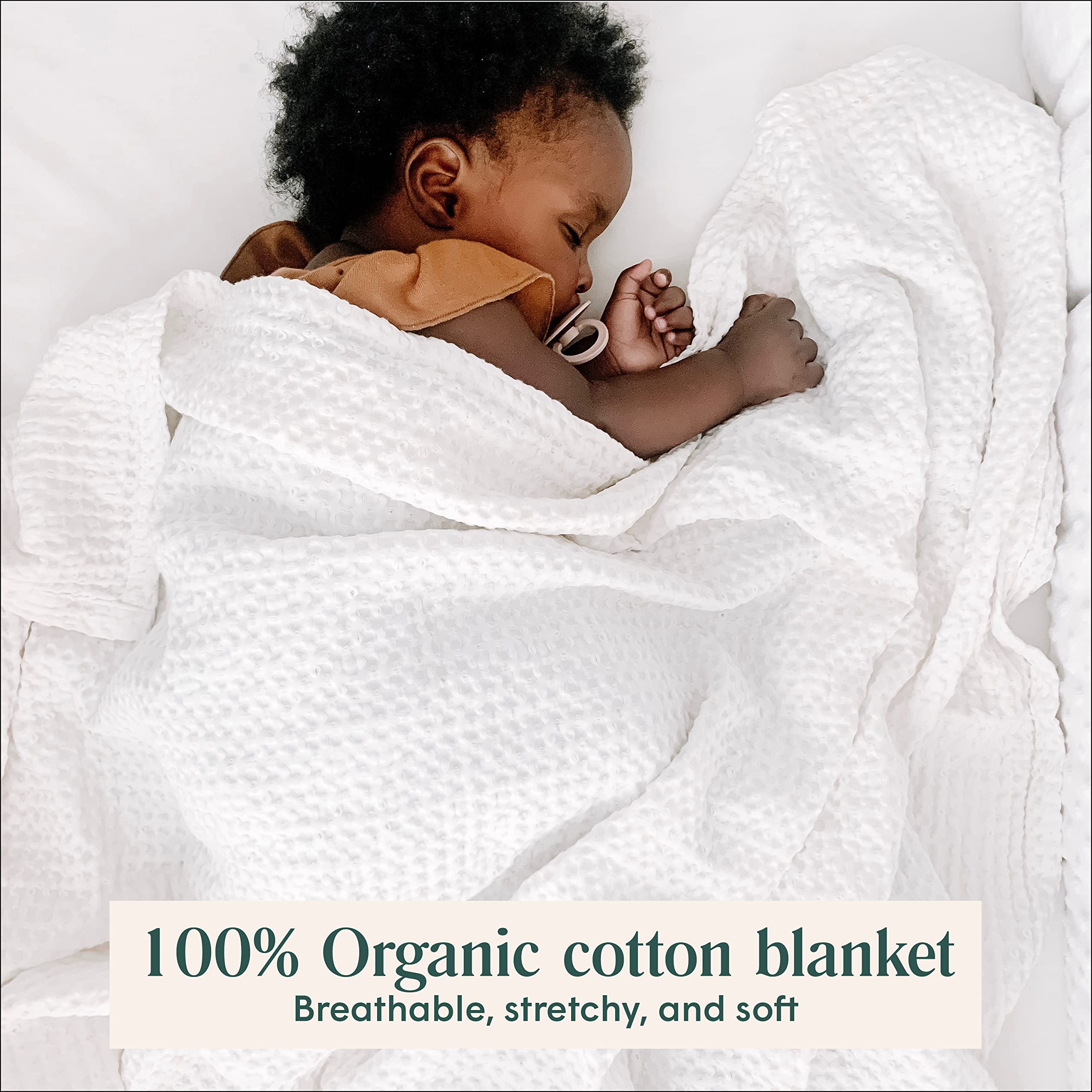 Simka Rose Waffle Baby Blanket Cotton Soft Breathable Swaddle for Nursery, Stroller & Crib Blanket - Receiving Blankets for Boys & Girls, Toddlers- Machine Washable