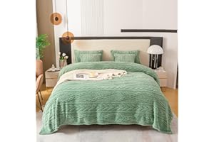 YUSOKI Sherpa Queen Size Blanket-3D Stylish Design Super Soft Fuzzy Cozy Warm Blanket Thick Plush Fluffy Furry Blankets for Teen Girls Women Couch Bed Sofa Chair Men Boys Gift(Sage Green,90"x90")