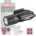 SureFire X300T-A Turbo Black Weapon Light High Output LED Bundle (650 Lumens) - Two 123A Batteries and Battery Box - X300 Turbo Light A Pistol Light for Defense, Easy Switch Mount System