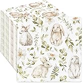 50 Pack Easter Paper Napkins Watercolor Bunny Luncheon Napkins 6.5 x 6.5 Inch Decorative Dinner Hand Napkin for Party Tableware Supplies