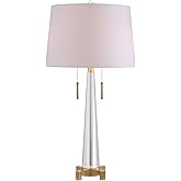 JONATHAN Y 29.5" Clear/Brass Gold 2-Light Crystal LED Table Lamp, Contemporary Glam Bedside Lamp for Living Room, White Linen