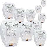 Sky Delight Memory Paper Chinese Sky Flying Floating Lantern, Pack of 10, White