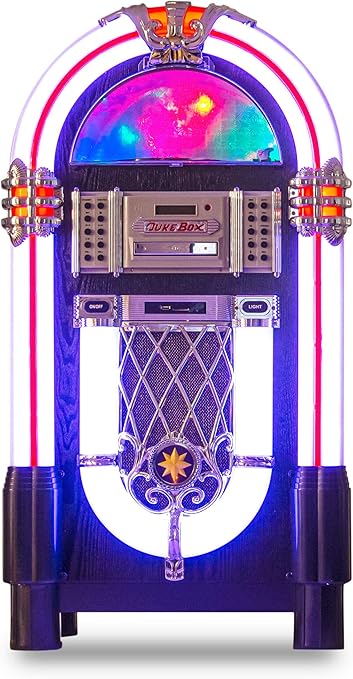 Amazon Retro Jukebox ワイヤレス Bluetooth 色が変わる木製フルサイズサウンドシステム ターンテーブル Cd Usb Mp3 Aux ラジオ ジュークボックス Retrotvgames レコードプレーヤー