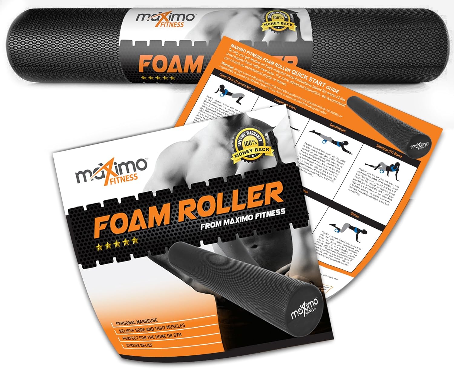 Maximo Fitness Rodillo de Espuma Largo – 6 x 36 Pulgadas (15 cm x ...