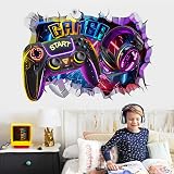 decalmile Large 3D Gaming Wall Stickers Controller Joystick Wall Decals view 3
