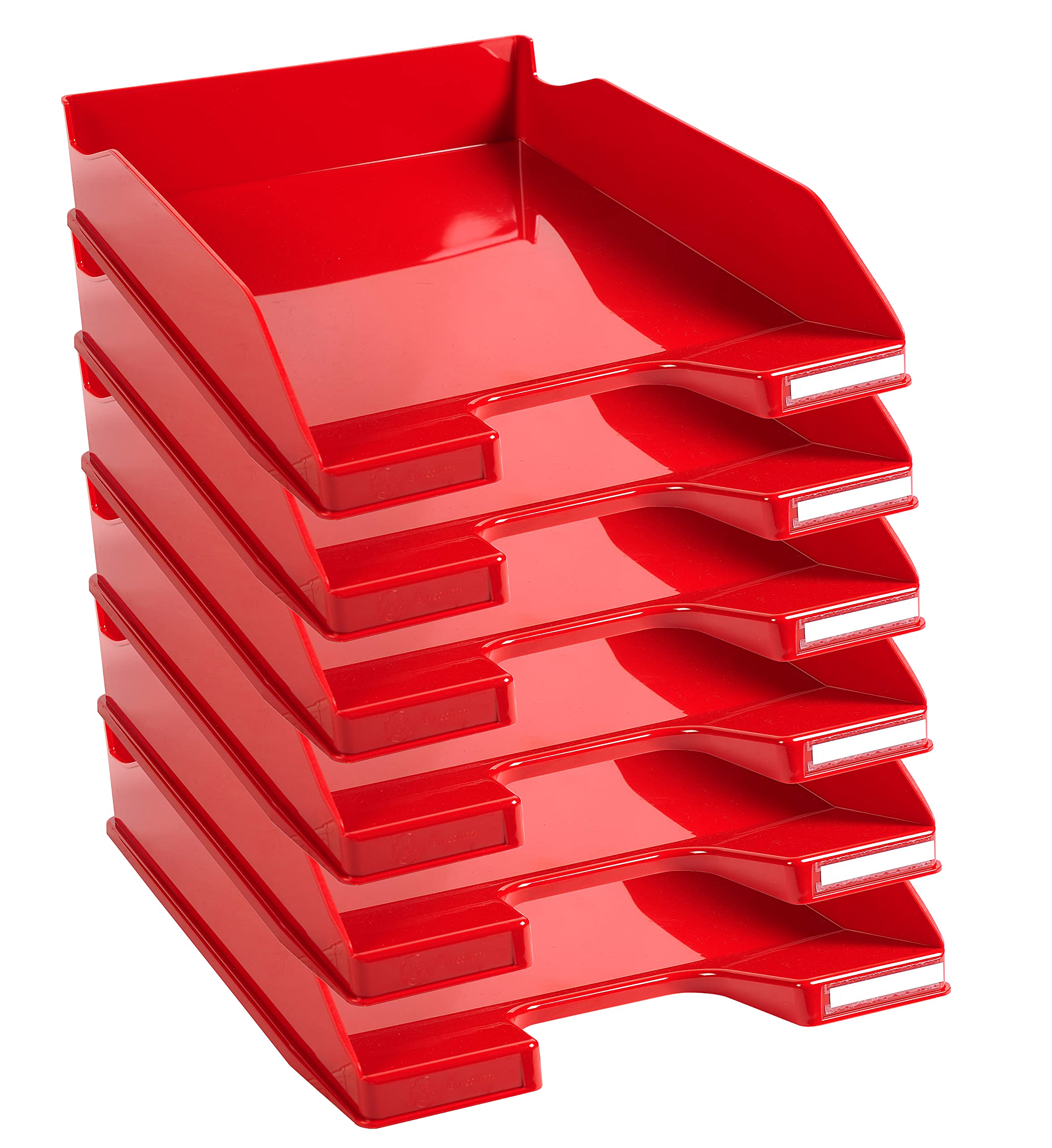 Exacompta - Ref. 113218D - set of 6 COMBO MIDI letter trays - dimensions 34.6 x 25.5x 6.5 cm - for A4 + format documents - glossy carmine red color