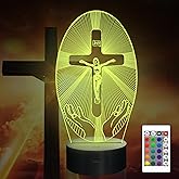 Attivolife Cross 3D Night Light, Jesus Catholic Illusion Hologram Lamp 16 Color Changing with Remote Control + Timer, LED Best Birthday Christian Gift for Religious Women Mothers Day Present