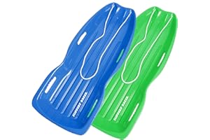 Slippery Racer Downhill Xtreme Flexible Adults and Kids Plastic Toboggan Snow Sled for up to 2 Riders with Pull Rope and Handles.