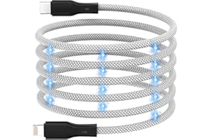 Magtame USB C to Lightning Cable for iPhone, 3.3ft Magnetic Coiled iPhone Charger Cord 3A, Braided Type C iPhone Charging Cord, MFi Certified Compatible with iPhone 14 13 12 11 Pro Max SE