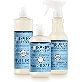 Mrs. MEYER'S CLEAN DAY Kitchen Basics Gift Set, Rain Water Scent Cleaning Supplies, includes Dish Soap, Hand Soap and Multi Surface Cleaner