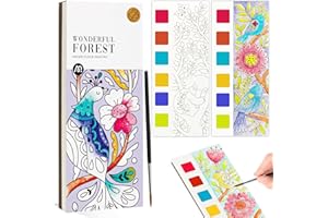 JCREN Watercolor Painting Books, Pocket Watercolor Painting Coloring Kit, Paint with Water Bookmarks Travel Activity Party Favors for Kids Toddlers Gifts for Boys and Girls