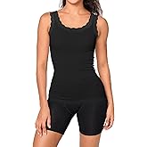 BAMBOO COOL Women's Seamless Lace Tank Top Soft Ribbed Basic Camisole for Ladies Sexy Undershirt
