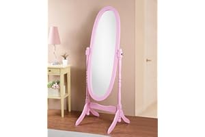 Roundhill Furniture Queen Anna Style Floor Cheval Mirror, Pink