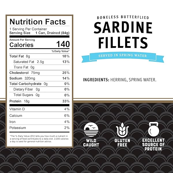 BRUNSWICK SARDINES IN SPRING WATER, 3.75 OZ CAN (PACK OF 12) – BONELESS BUTTERFLIED SARDINE FILLETS – WILD CAUGHT – 18G PROTEIN PER SERVING – GLUTEN FREE, KETO FRIENDLY