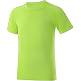 Boys Rash Guard Swim Shirt, UPF 50+ Sun Protection Short Sleeve Rashguard, Youth Kids Quick Dry UV Beach Surfing Water Shirt