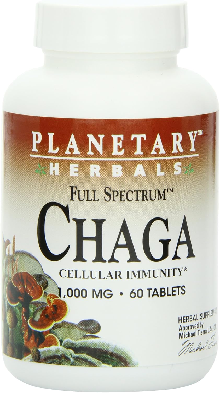 Planetary Herbals Chaga Full Spectrum, Enhance Cellular Immunity, 60 Tablets: Health & Personal Care