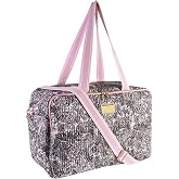 Lilly Pulitzer Quilted Travel Duffle Bag, Z | Zebra Print Cotton Weekender Carry On Tote Bag, 18&rdquo; Carryall with Trolley Sleeve, Adjustable Strap, Pockets &amp; Gold Hardware