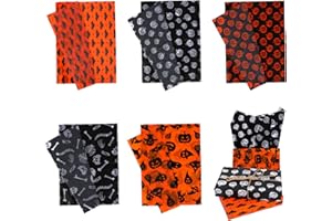 Tinoaly 50 Sheets Halloween Tissue Paper, 13.8x19.7 Inch 5 Styles Pumpkins Ghosts Skulls Bats Print Gift Packaging Wrapping P