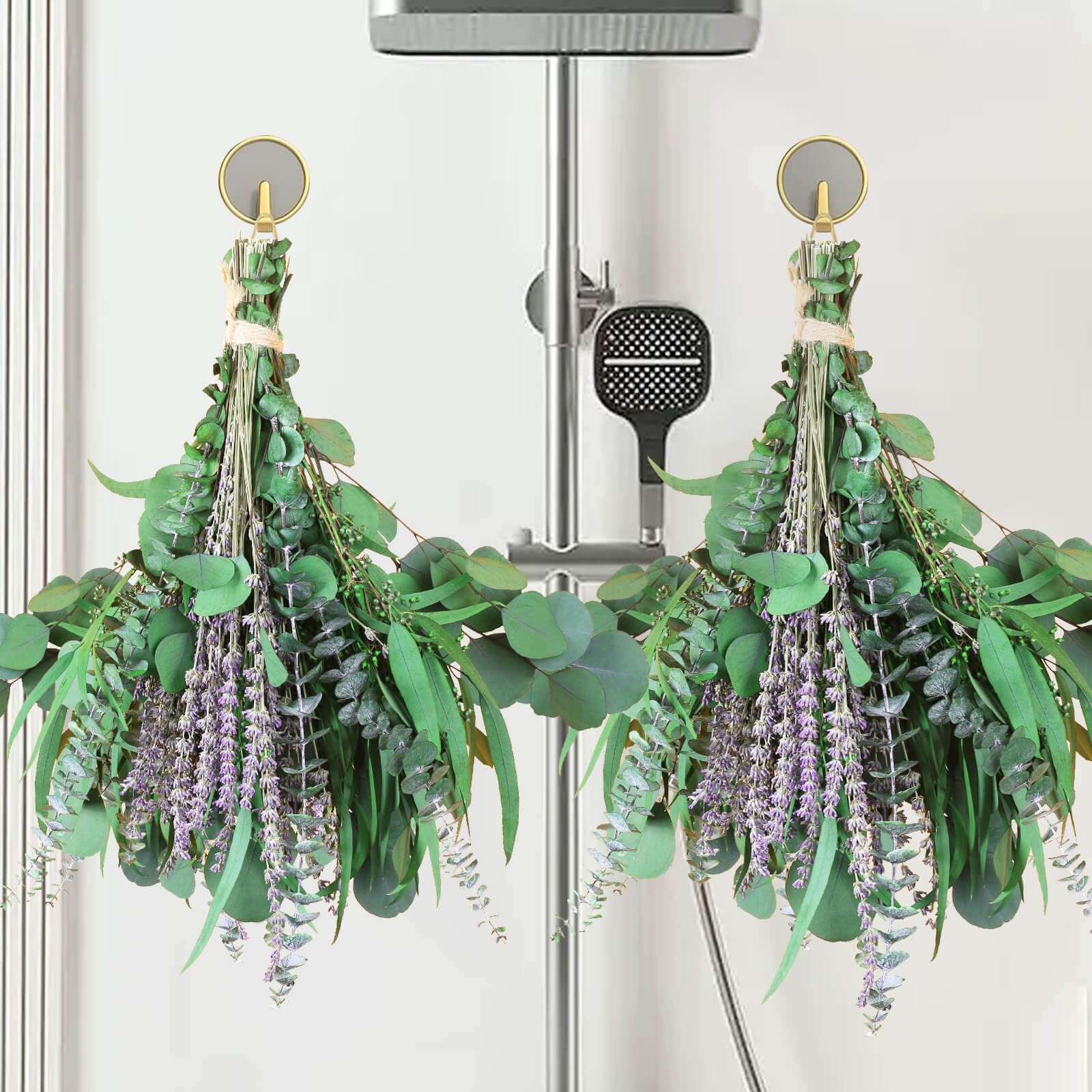 Photo 1 of 100 PCS Mix Dried Eucalyptus & Lavender Flowers Bundles for Shower, 17'' Natural Real Hanging Silver Dollar Eucalyptus Leaves Stem, Fresh Shower Plants, Fragrance, Wedding Decor