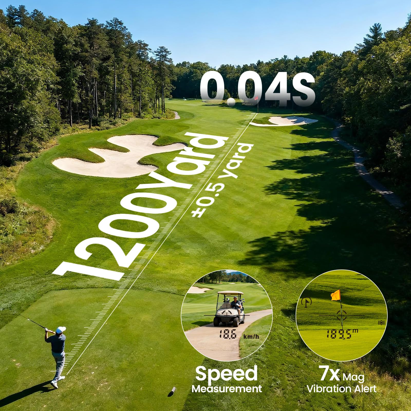 EENOUR Golf Rangefinder with Slope, 1200 Yards 7X Magnification, Laser Range Finder with Pin Lock Vibration, Rechargeable Rangefinders, IP54 Waterproof, Magnetic, Golf Accessories for Men Women