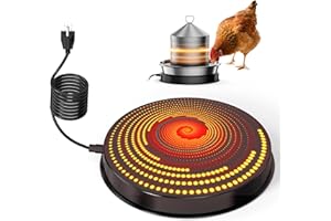 ZIMOMOTA Chicken Water Heater for Winter, 110W Heated Poultry Waterer Base with Thermostat, 11 Inch Poultry Winter Deicer Heated Base with 9.8ft Power Cord(Black)