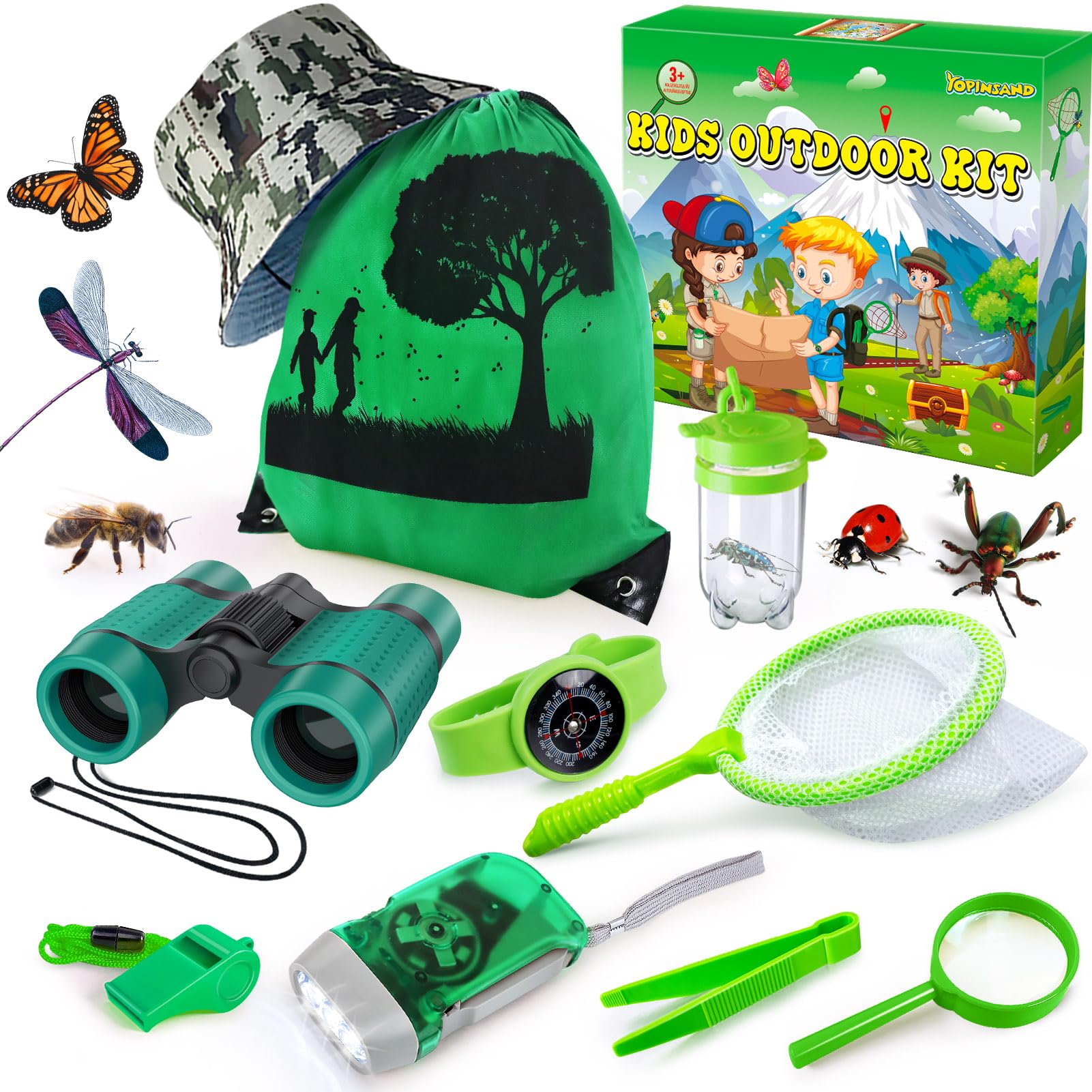 YOPINSAND Outdoor Exploration Kit, Camping Gear for Kids, Children's Toy Explorer Kit with Backpack & Hat, Binoculars, Ideal Outdoor Camping Adventure Toys for Boys Girls 3-12 — image 1