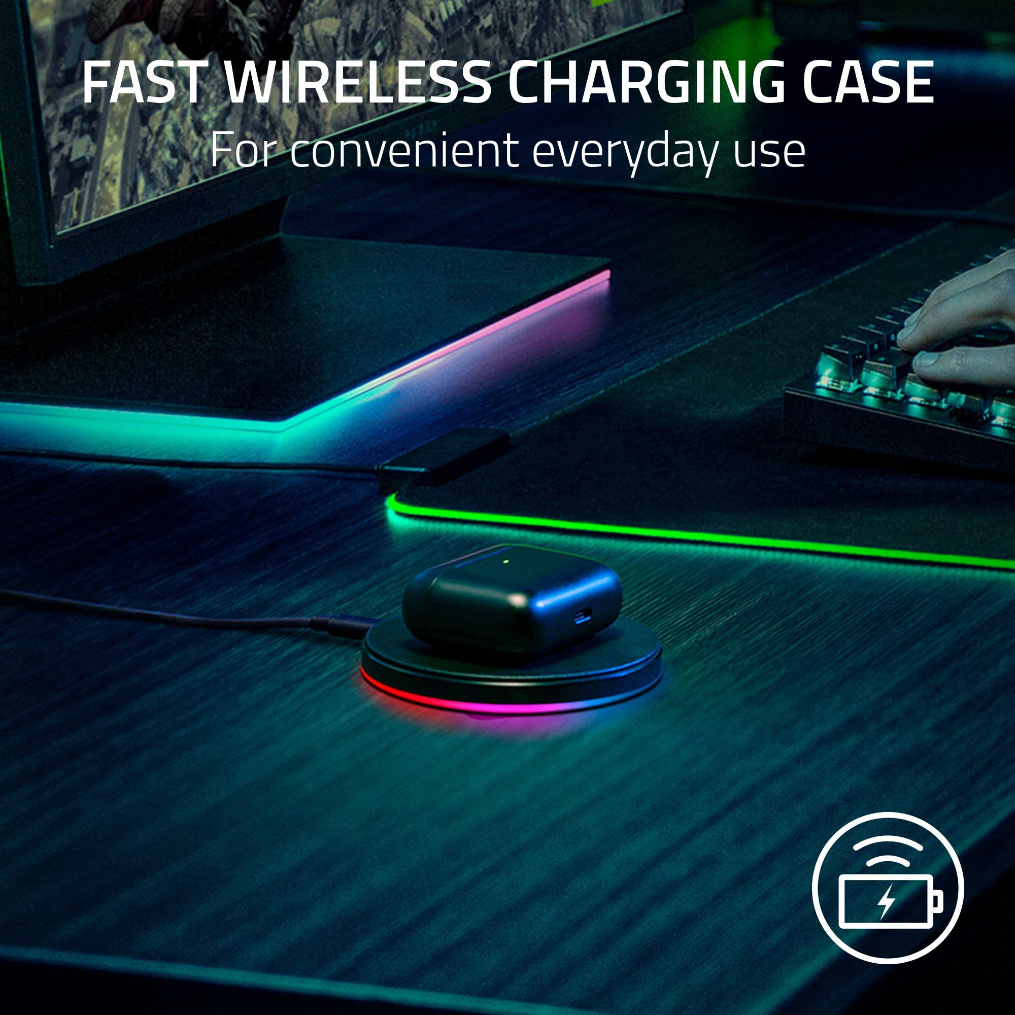 NEW Razer Hammerhead Pro HyperSpeed Wireless Gaming Earbuds for PC, PlayStation, Switch, Mobile: Adjustable ANC - Fast Wireless Charging Case - 30 Hr Battery - Bluetooth 5.3 - Chroma RGB - Black