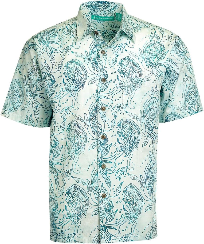 Artisan Outfitters Mens EL Pescador Batik Cotton Hawaiian Shirt