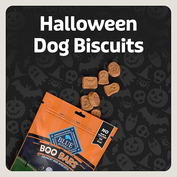 BLUE BUFFALO BOO BARS CRUNCHY DOG BISCUITS, NATURAL HALLOWEEN-SHAPED TREATS, PUMPKIN & CINNAMON RECIPE, 11-OZ BAG